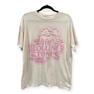 Cotton On The Rolling Stones T-Shirt Relaxed Boyfriend Fit Cream Ecru Medium
